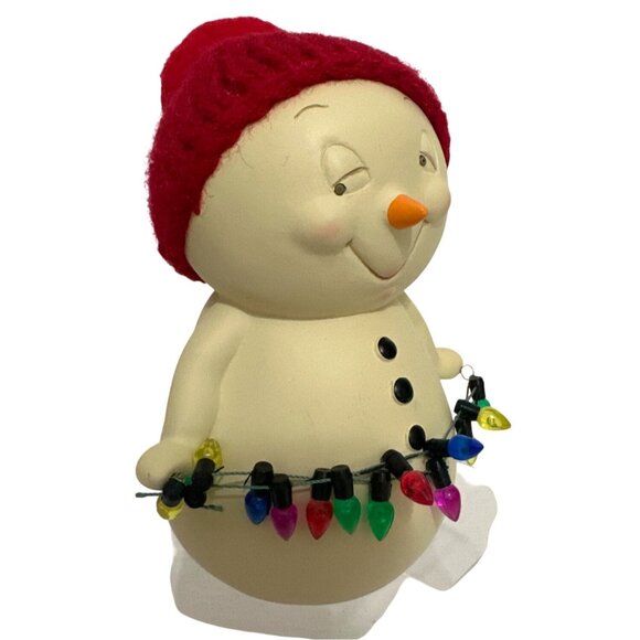 Dept. 56 Snowpinions "GET LIT" Snowman Holding Christmas Lights Red Hat Figurine - Picture 5 of 6